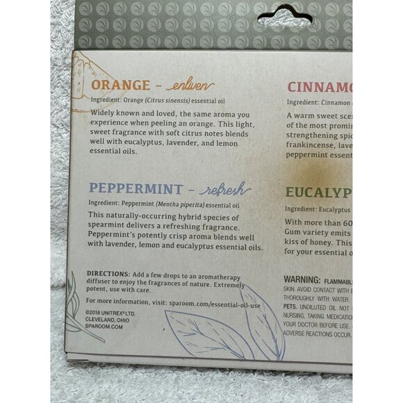 Sparoom 100% Pure Essential Oils 4-Pack: Orange Cinnamon Peppermint Eucalyptus - Picture 3 of 4